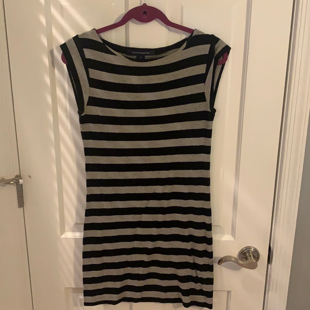 French Connection Black and Grey Bodycon Dress